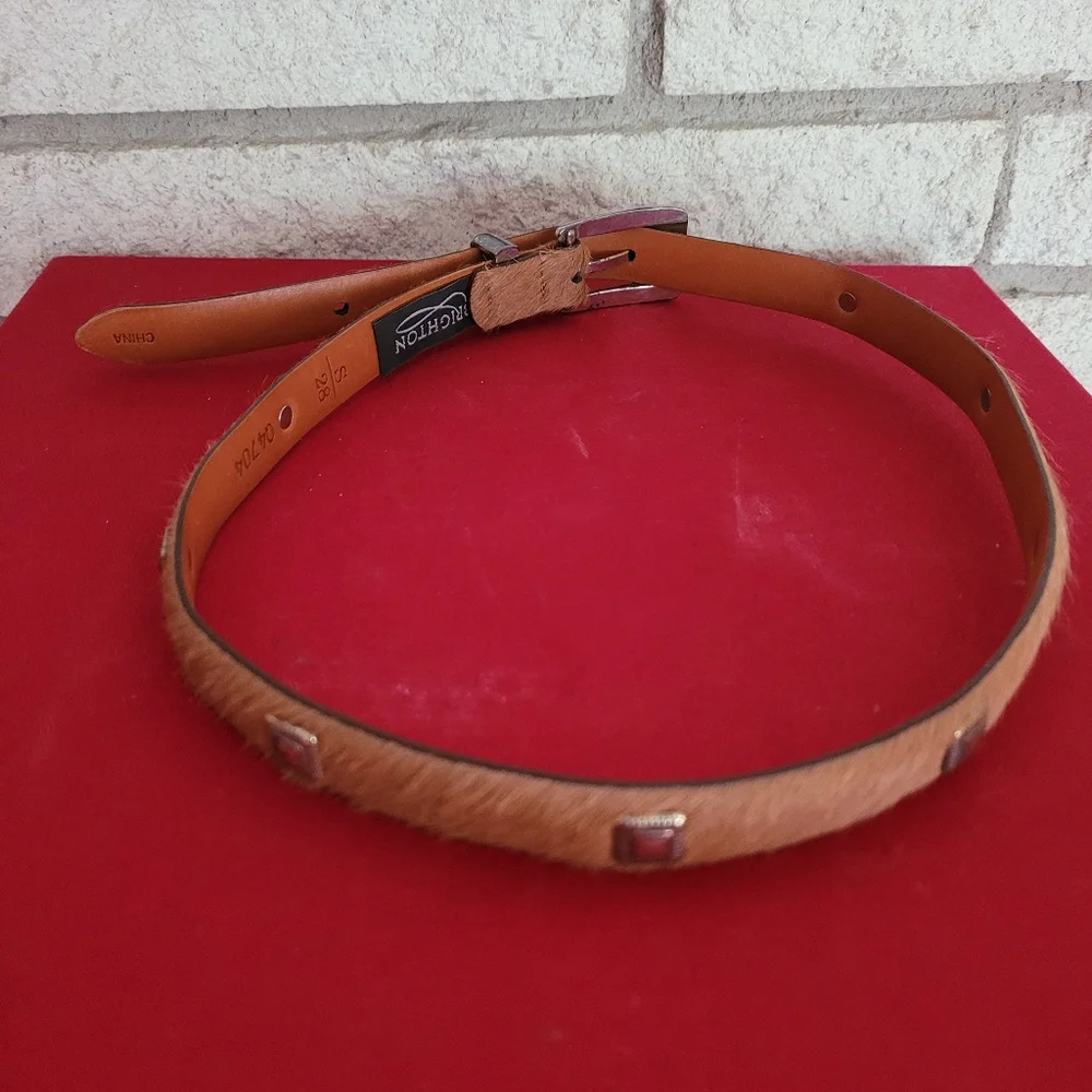 Tan Leather Belt with Silver Buckle - Picture 7 of 8